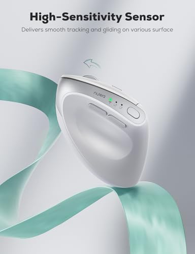Nulea MD280 Ergonomic Vertical Wireless Mouse - Bluetooth & 2.4G Dual Mode, 4 Adjustable DPI 800/1200/1600/2400, Rechargeable, Silent Clicks, No Lag, 6 Buttons - Perfect for Laptop, Desktop White - color: White