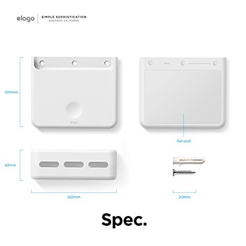 elago Universal Remote Holder Mount Compatible with Apple TV Remote and All Other Remote Controls - Adhesive Tape or Screw Mounting Options, Available Wired Charging [Large] [White] - color: White, size: Large