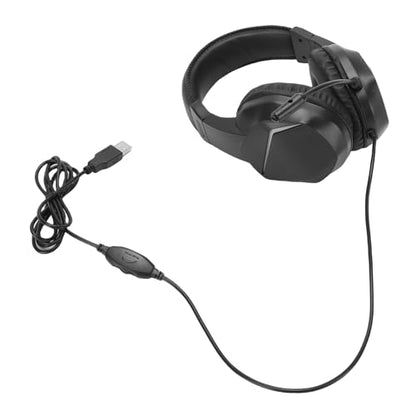 Noise Cancelling Headset Gaming Headset with Microphone USB Wired Headphones with 7.1 Surround Sound RGB Lighting for PC Computer Gaming and Online Classes - color: Black