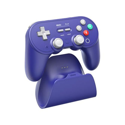 Nargos 8BitDo Pro 3 Bluetooth Gamepad, Compatible with Switch 1/2, PC, Apple, SteamOS, Android, TMR Joysticks, Hall Effect Triggers, Magnetic Buttons (Purple) - color: Purple