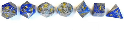 Natural Gemstone DND Dice Set,7 Pcs Lapis Lazuli Handmade Polyhedral D&D Dice with Gift Metal Box for Dungeons and Dragons MTG Role Playing Games (Lapis Lazuli) - color: Lapis Lazuli