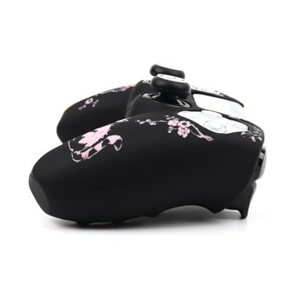 Cat Among Blossoming Branches Controller Skin Cover Compatible with PS5/Playstation 5 Controller, RALAN Protector Case Customised Thumb Grip - color: Cat Black Pink