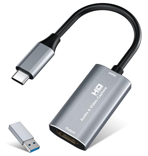 Video Capture Card, 4K USB3.0 HDMI to USB C, 1080P60FPS HDMI Capture Card for Streaming, Gaming, Video Recording Compatible with Switch, Xbox, PS4, OBS, Windows, Mac OS, Zoom(Silver) - color: Silver