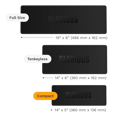 GLORIOUS Gaming Sound Dampening Keyboard Mat - Stitched Edges, Absorbs Keyboard Sounds & Vibrations, Machine Washable, Non-Slip Base, Fits Most Tenkeyless Keybaords, 14.17 x 5.35 x 0.16mm - Black | Absorbs noise and vibrations, quilted edges to prevent fr