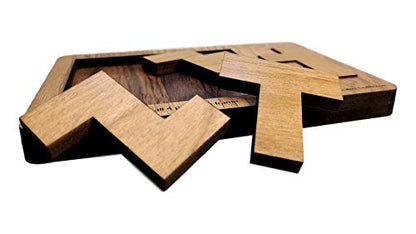 Creative Crafthouse Martin's Menace Small Brain Teaser Puzzle for Adults | Handmade wood packing puzzle, Stewart Coffin design #217, expert-level 4-piece challenge, a memorable gift for solvers. - style: Martin’s Menace - S