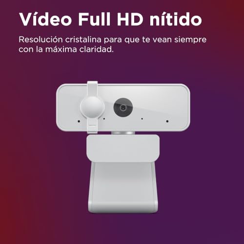 Lenovo 310 FHD Webcam, 1080p, FHD Resolution @30 FPS, Plug-and Play USB Connectivity, 1.8M Cable, 2 Integrated Microphones, External Privacy Shutter, White - color: White, style: 310 FHD