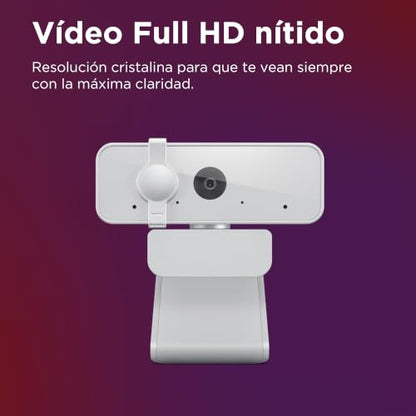 Lenovo 310 FHD Webcam, 1080p, FHD Resolution @30 FPS, Plug-and Play USB Connectivity, 1.8M Cable, 2 Integrated Microphones, External Privacy Shutter, White - color: White, style: 310 FHD