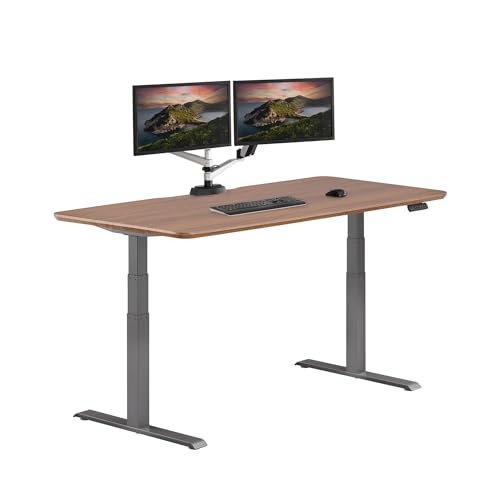 Vari Electric Standing Desk - Varidesk Height Adjustable Sit/Stand Desk - Dual Motor with Memory Presets, Stable T-Style Legs - Gaming or Home Office Workstation - 72”x30”, Walnut - color: Walnut Top / Slate Legs, size: 72 in x 30 in