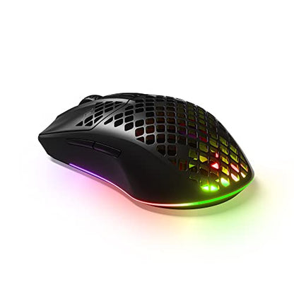 SteelSeries Aerox 3 Wireless - Holey RGB Gaming Mouse - Ultra-lightweight Water Resistant Design - 18K DPI TrueMove Air Optical Sensor- Onyx - color: Onyx, style: Gen 1