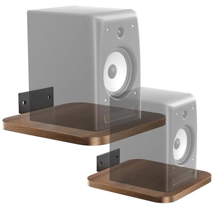 WALI Speaker Wall Mount, Heavy Duty Bookshelf Speaker Floating Wall Shelves, Surround Sound Speakers Stand for Living Room, Home Theater and Gaming Room, Holds up to 55 Lbs, (SWM302), 1 Pair, Wood - color: Wood, size: 7.87" x 7.87"