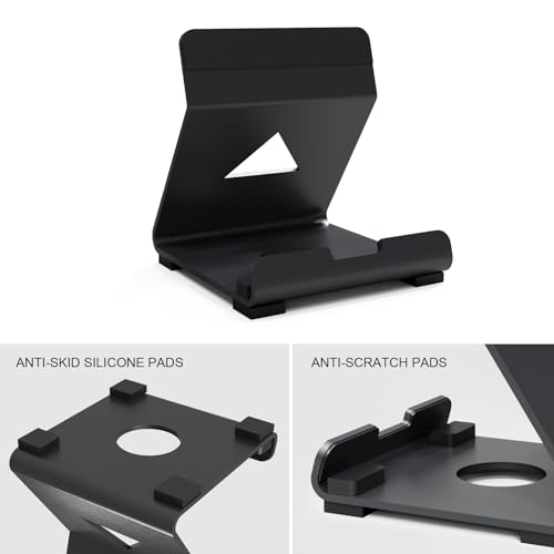 Tablet Desktop Stand Compatible with ROG Ally X/PlayStation Portal/Steam Deck,Desktop Handheld Game Console Holder with Anti-Slip Silicone Pad (Black)