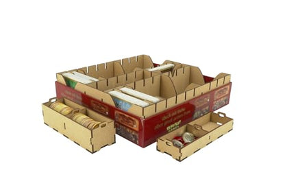 The Broken Token Game Organizer Compatible with Red Dragon Inn Regular Box - Wooden Game Organizing Box with Multiple Trays, Dividers and Rows