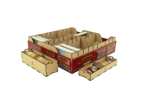 The Broken Token Game Organizer Compatible with Red Dragon Inn Regular Box - Wooden Game Organizing Box with Multiple Trays, Dividers and Rows