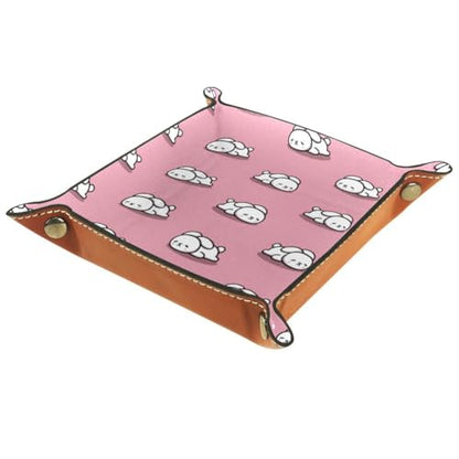 Cute Bunny Dice Tray Folding Square PU Leather Dice Rolling Tray | Portable Dice Trays for Dice Games Like RPG, DND and Other Table Games, Folded 4.5x4.5x1.2inch - color: Cute Bunny