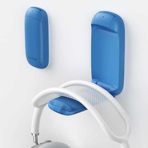 Lamicall Headphone Stand, Sticky Headset Holder - Foldable Headphone Holder Hook Mount, Adhesive Headset Hanger Clip Under Desk, Earphone Clamp for Airpods Max, HyperX, Sennheiser, Blue - color: Blue