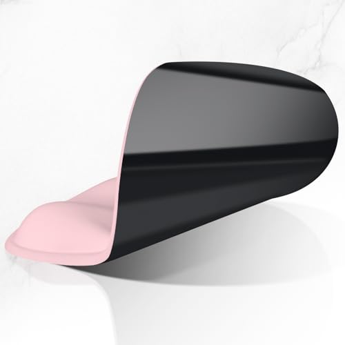 ITNRSIIET Ergonomic Mouse Pad with Wider Memory Foam Wrist Rest +17%, Curved Cushion Reduces Pressure 20%, Pain Relief, Non-Slip, Smooth, Cute Color Desk Accessory, 9.85 x 9 inch, Blush Pink - color: Blush Pink