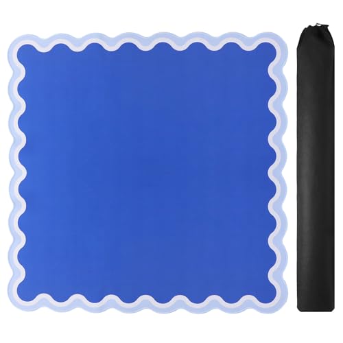 TIASUSAN Dark Blue Mahjong Mat (31.5” x 31.5”) with Black Carrying Bag, Anti-Slip, Noise-Reducing Mahjong Mat for Table, Board Games and Card Games - color: Dark Blue