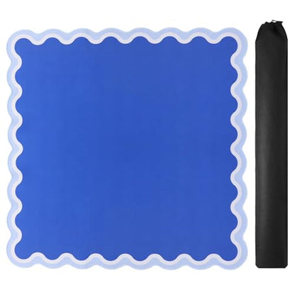 TIASUSAN Dark Blue Mahjong Mat (31.5” x 31.5”) with Black Carrying Bag, Anti-Slip, Noise-Reducing Mahjong Mat for Table, Board Games and Card Games - color: Dark Blue