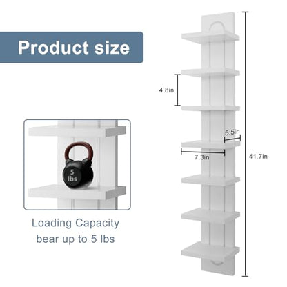 U-Shaped 7-Tier Compact Narrow RGB Light Wall Shelf Unit, White | Modern Vertical Shelf for Vanity, Ideal for Anime Figures, Perfumes, Cosmetics, Colleclibles - color: 7ur-white