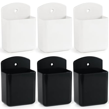 6 Pcs Remote Control Holder Wall Mount, TV Remote Holder, Self Adhesive Controller Holder, Wall Pen Holder Storage Accessories for Home Office School (3 White, 3 Black) - color: white&black-6pcs