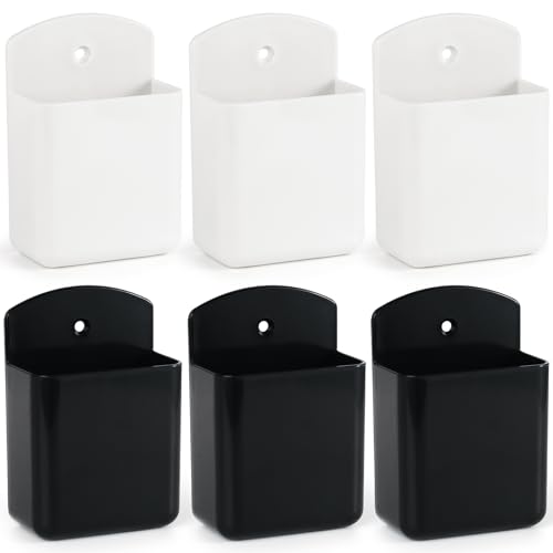 6 Pcs Remote Control Holder Wall Mount, TV Remote Holder, Self Adhesive Controller Holder, Wall Pen Holder Storage Accessories for Home Office School (3 White, 3 Black) - color: white&black-6pcs