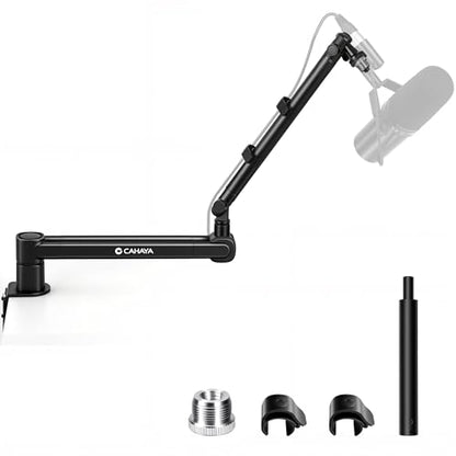 CAHAYA Desk Mount Mic Arm, Low Profile Boom Stand for Streaming, Black | Supports Mics Up to 5.5lb for Podcasting Recording Meetings Compatible with Shure SM7B, BlueYeti, FIFINE, HyperX QuadCast