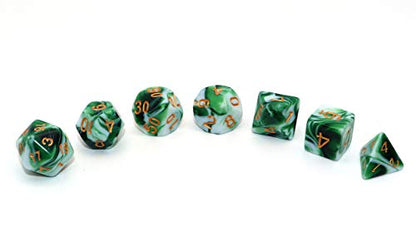 Polyhedral DND Dice Set Green White RPG Dice for Dungeon and Dragons D&D Pathfinder MTG Role Playing Games 7-Die Dice - color: Green & White Dice