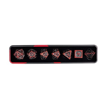 UDIXI Metal DND Dice Set, Metal Dice Set D&D for Tabletop Games (Black Red) | 7-Pieces, Dragon Carved, Chain-edge Design, Metal Gift Box, DM Gift, for Dungeons and Dragons Role Playing Games - color: Chain Frame-red Black