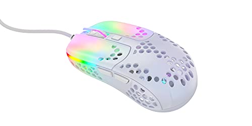 Xtrfy MZ1, Ultra-Light Wired Gaming Mouse, Cutting-Edge Pixart 3389 Sensor, Unique Shape for Optimum Aim, Adjustable RGB Lighting, White Rail Edition