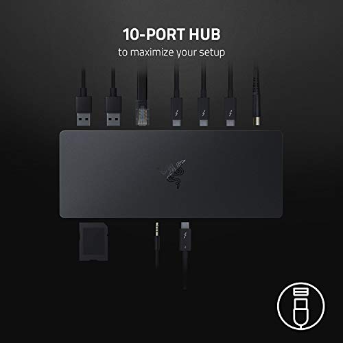 Razer Thunderbolt 4 Dock, 10 Ports, USB-A, USB-C, 2.5 GbE, Black | Dual 4K or Single 8K Video Output, Mac, and PC Compatible, Thunderbolt 3 & 4 Certified, Chroma - size: (Pack of 1)