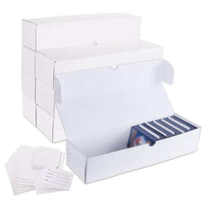 Trading Card Storage Box, 8-Pack 1100 Count Card Storage Box | White Corrugated Cardboard Boxes With Dividers, Bulk Card Storage For Baseball/TCG/MTG/Sports Cards