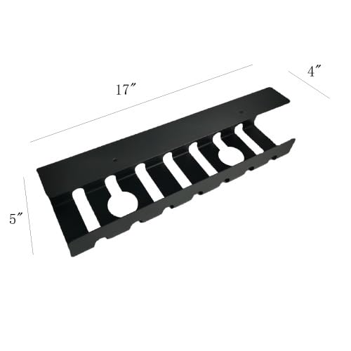 Metal Under Desk Cable Management Rack with Ventilation & Cord Slots, Black Cable Tray Organizer Holder Securely Mounts 2 Outlet Strips up to 5lbs for Home Office & Computer Desk