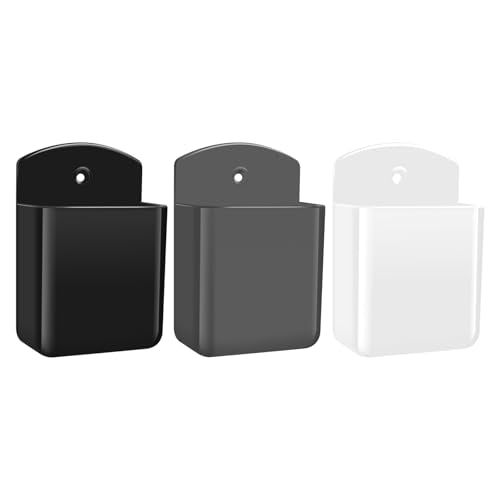 3 PCS Wall Mount Remote Control Holders, Self Adhesive TV Air Conditioner Remote Control Storage Organizer, Multi-Purpose Wall Mounted Pen Holder for Home Office School - color: White+Black+Grey