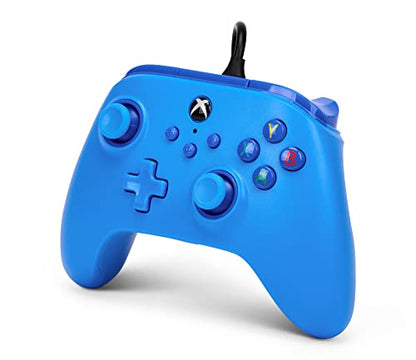 PowerA Wired Controller for Xbox Series X|S - blue, gamepad, video game/gaming controller, works with Xbox One, Officially Licensed - style: Blue