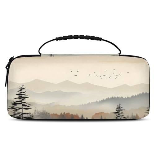 Adornori Forest Carry Case Compatible with Nintendo Switch 2, with 20 Games Cartridges, Watercolor Misty Forest Portable Travel Carrying Case Pouch for Accessories & Games - color: Multicolor 3