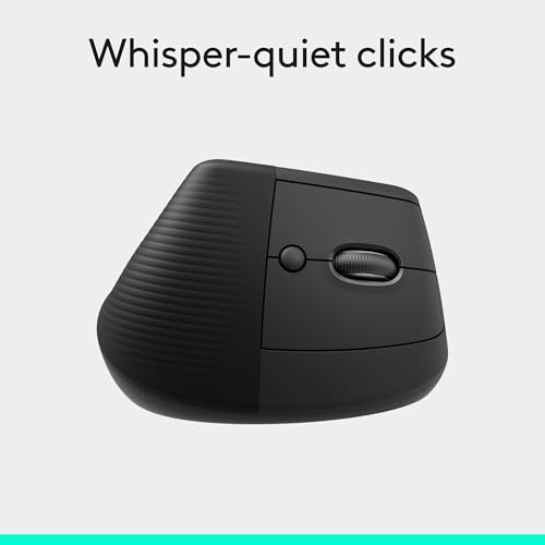 Logitech Lift Vertical Ergonomic Wireless Mouse - Graphite | Connect via Bluetooth or included Logi Bolt USB-A receiver, quiet clicks, 4 of 6 buttons customizable, Windows Mac compatible - color: Graphite, style: Right-Handed