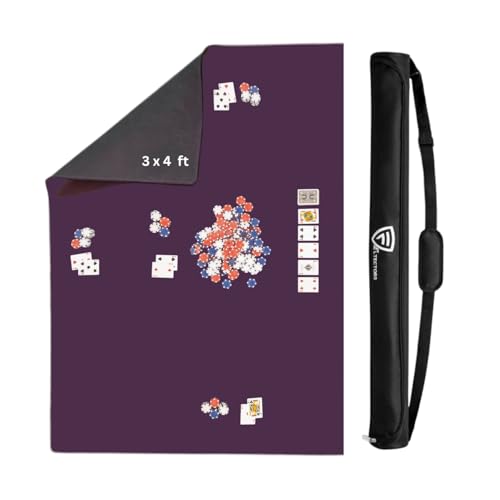 Board Game Mat for 36 x 48 in Tables, Mahjong Mat with Carrying Bag, Neoprene Playmat, Table Cover for Board Games, Tile, Poker, RPG and Dominoes (Burgundy, 36 x 48 Inches) - color: Burgundy, size: Rectangle 36 x 48 inches