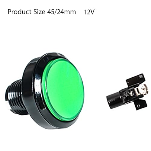 푸시 버튼 마이크로 스위치 46mm 원형 DC 12V LED 조명 아케이드 비디오 게임용 2개 그린 - color: 초록색.