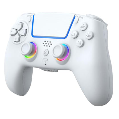 Wireless Anti-Stick Drift Controller for PS5/PC - Features, Turbo, 6-Axis Gyro, Dual Vibration, Macro Back Buttons, Touchpad, Bluetooth 5.0, 3.5mm Audio Jack & Built-in Microphone (WHITE1) - color: WHITE1