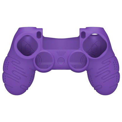 PlayVital Line & Dot Purple Silicone Cover Skin for ps4 Controller, Anti-Slip Soft Protector Case Cover with Thumb Grip Caps - color: Purple
