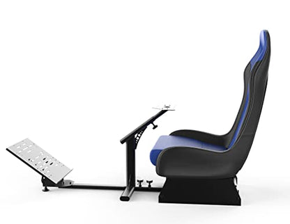 Sim Racing Cockpit with Seat | Compatible with G29 G920 G923 T248X T248 T300RS TX F458 T500RS| Easy to Install Racing Wheel Stand for PS5, Xbox, PC Gaming (Black/Blue) - color: Black/Blue