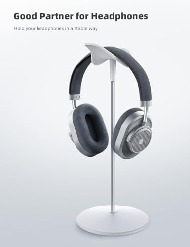 Lamicall Headphone Stand Desktop Headset Holder, Elegant Earphone Stand | Unique Appearance Design, Ultra Sturdy, Multi-Scenario Use for All Headset like Airpods Max, HyperX, Beats, Senn heiser - color: White