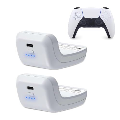 PS5 Controller External Battery Pack, 3000mAh Rechargeable Battery for Sony PlayStation 5 DualSense Controller, 2 Pack, White, Type-C Charging - size: 2 battery
