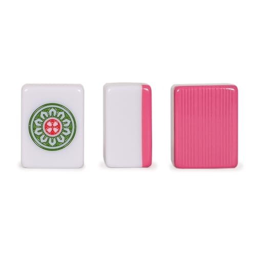 Yellow Mountain Imports Chinese Mahjong Set - “Rouge Harmony” - with 146 Medium Tiles, Red Vinyl Case, Wind Indicator and Dice - for Chinese Style Gameplay Only [胭红绽放 中式麻将] - color: Rose Red