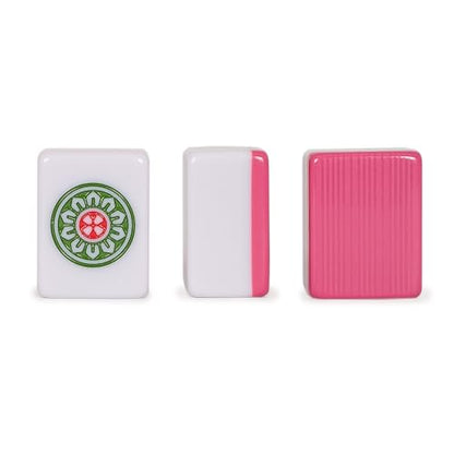 Yellow Mountain Imports Chinese Mahjong Set - “Rouge Harmony” - with 146 Medium Tiles, Red Vinyl Case, Wind Indicator and Dice - for Chinese Style Gameplay Only [胭红绽放 中式麻将] - color: Rose Red