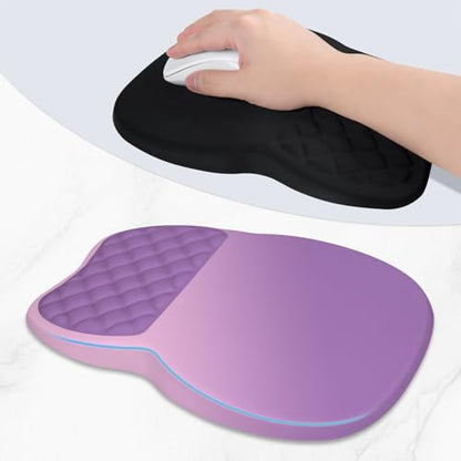 ITNRSIIET Ergonomic Mouse Pad Wrist Support with Memory Foam Massage Bulge & Non-Slip PU Base, Carpal Tunnel Pain Relief, Prevent Wrist Sweating, 12 x 8 x 1.2 inch, Purple Pink Gradient - color: Purple Pink Gradient