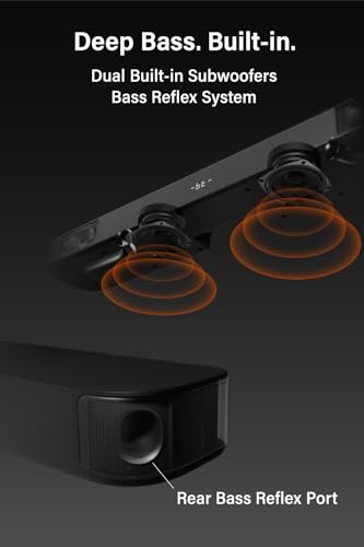 FUNLOGY Sound Bar for Smart TV, 100W 2.1ch Bluetooth 5.0 Soundbar with HDMI ARC, Optical & AUX, Remote Control, for Projector and Gaming, Black - color: Black