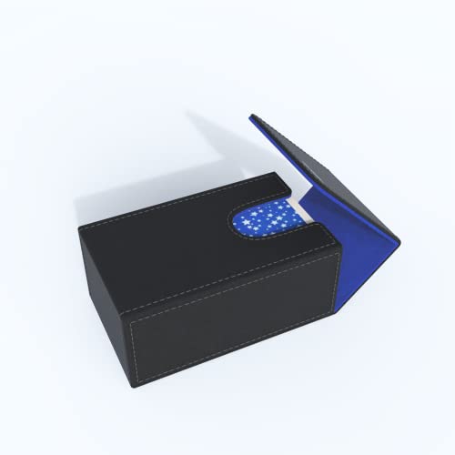 Black Tarot Card Holder with Blue Interior; Fold Top Tarot Card Box Case with Magnetic Lid Closure; Fits Standard Tarot Card Deck; Holder Measures Standard Size 5.39 x 3.38 x 2 In (Blue) - color: Blue