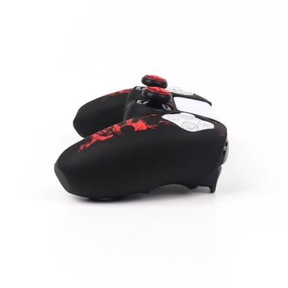 Horned Skull Controller Skin Cover Compatible with PS5/Playstation 5 Controller, RALAN Protector Case Customised Thumb Grip - color: Horned skull Black Red