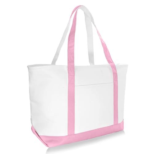 DALIX Daily Shoulder Tote Bag Premium Cotton in Pink - color: Pink